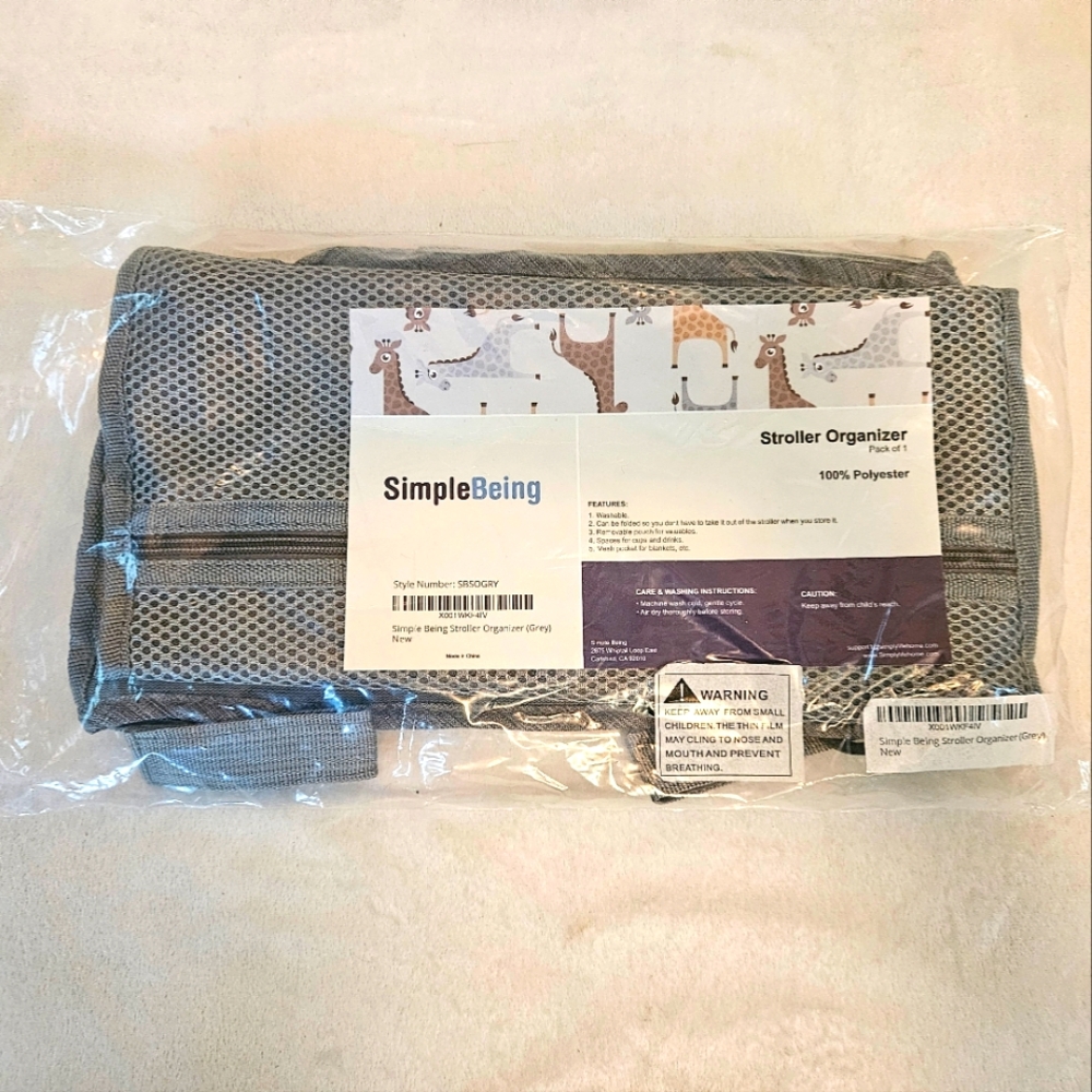 NWT SimpleBeing Gray Stroller Organizer Still In Packaging